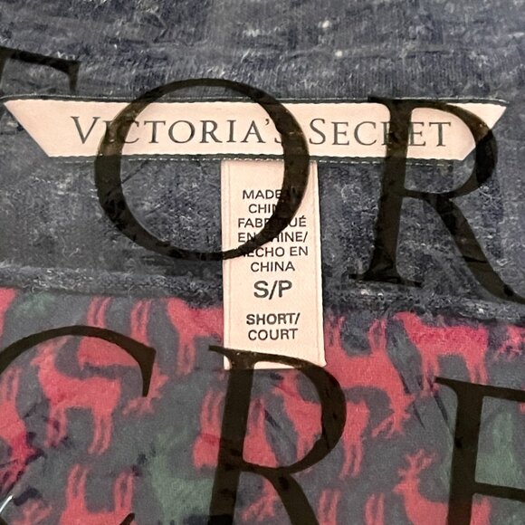 Victoria's Secret Dreamer Pajamas 3 Pc Set Red Stags Deer Small Short Petite - Picture 4 of 5